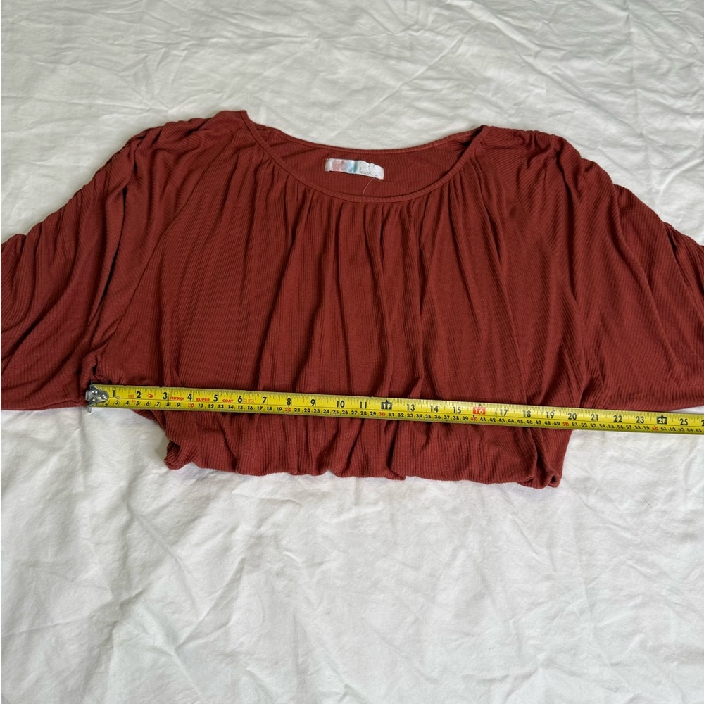 Free People FP Beach Rust Ribbed Batwing Top NWT Medium Boho Oversized - Picture 13 of 13